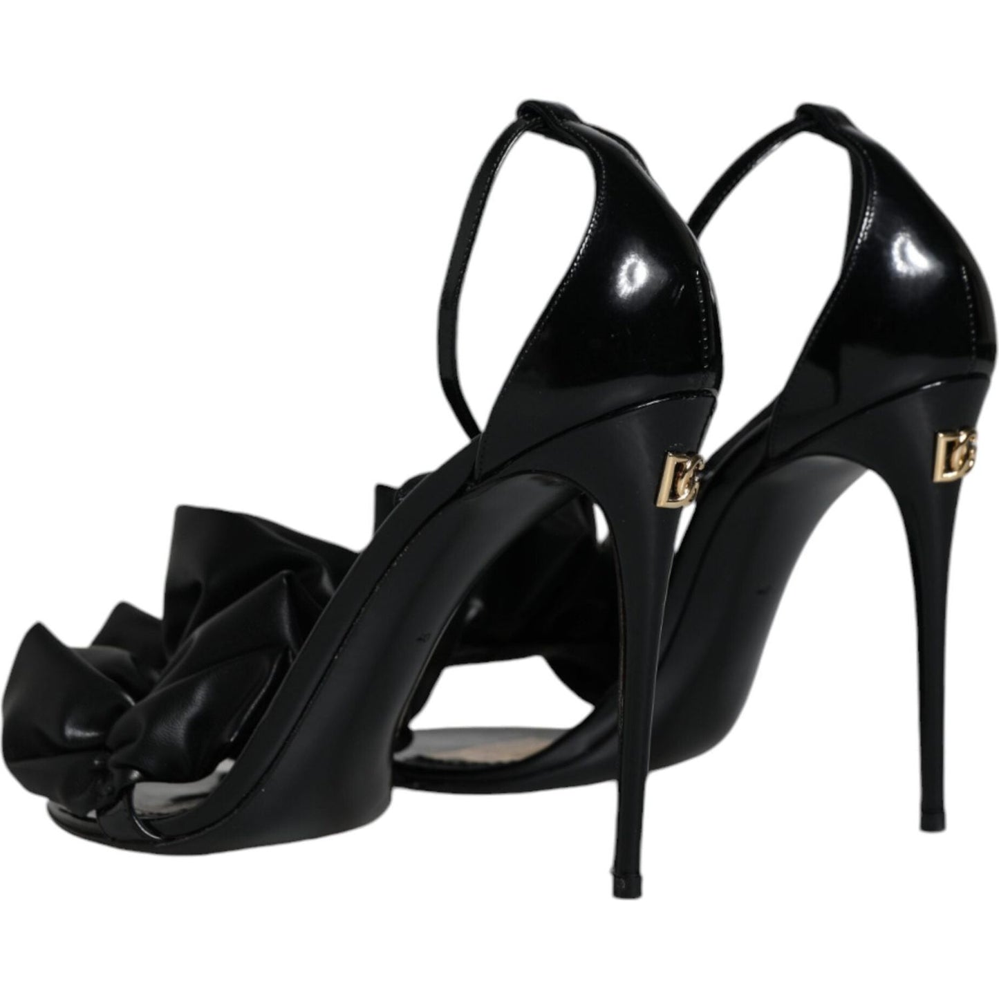 Dolce & Gabbana Black Leather Ankle Strap Heel Sandals Shoes Dolce & Gabbana Black