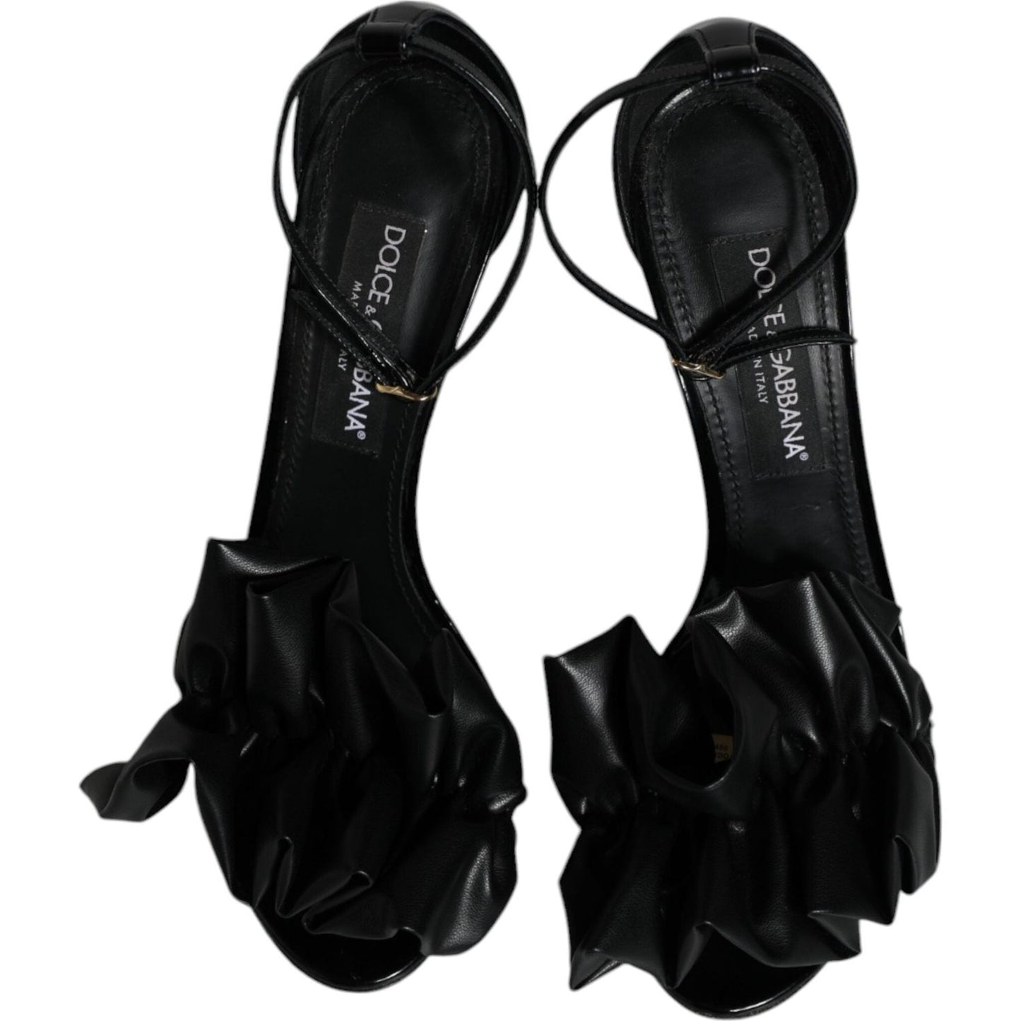Dolce & Gabbana Black Leather Ankle Strap Heel Sandals Shoes Dolce & Gabbana Black
