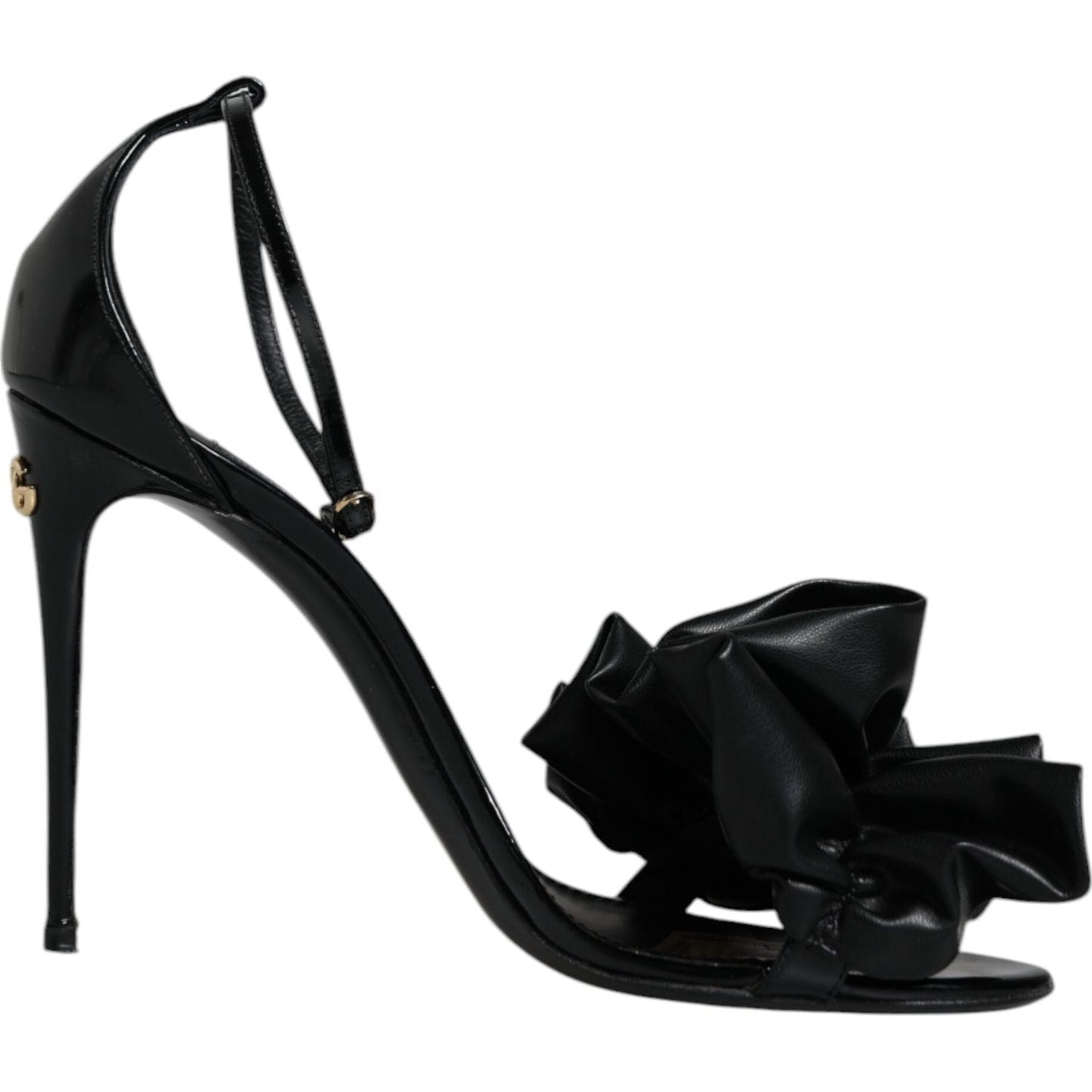 Dolce & Gabbana Black Leather Ankle Strap Heel Sandals Shoes Dolce & Gabbana Black