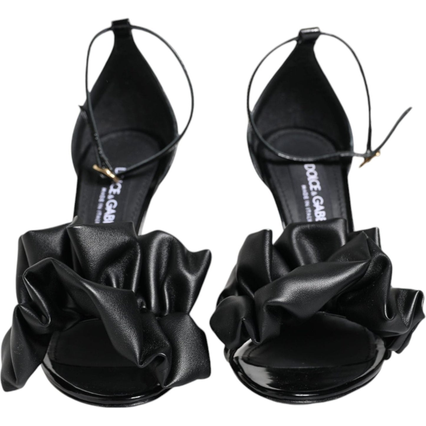Dolce & Gabbana Black Leather Ankle Strap Heel Sandals Shoes Dolce & Gabbana Black