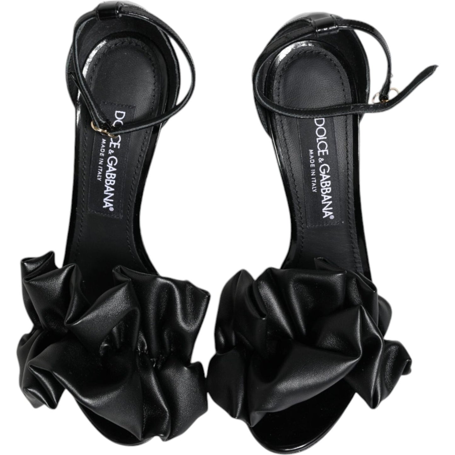 Dolce & Gabbana Black Leather Ankle Strap Heel Sandals Shoes Dolce & Gabbana Black
