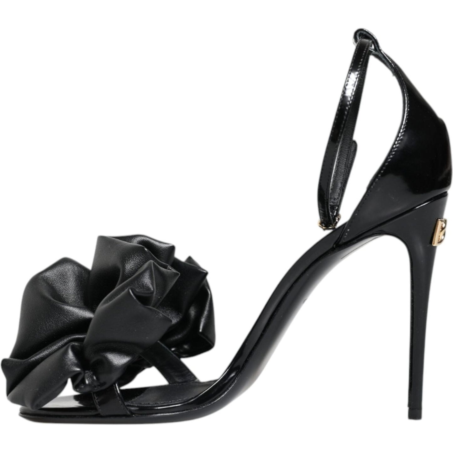 Dolce & Gabbana Black Leather Ankle Strap Heel Sandals Shoes Dolce & Gabbana Dark Slate Gray