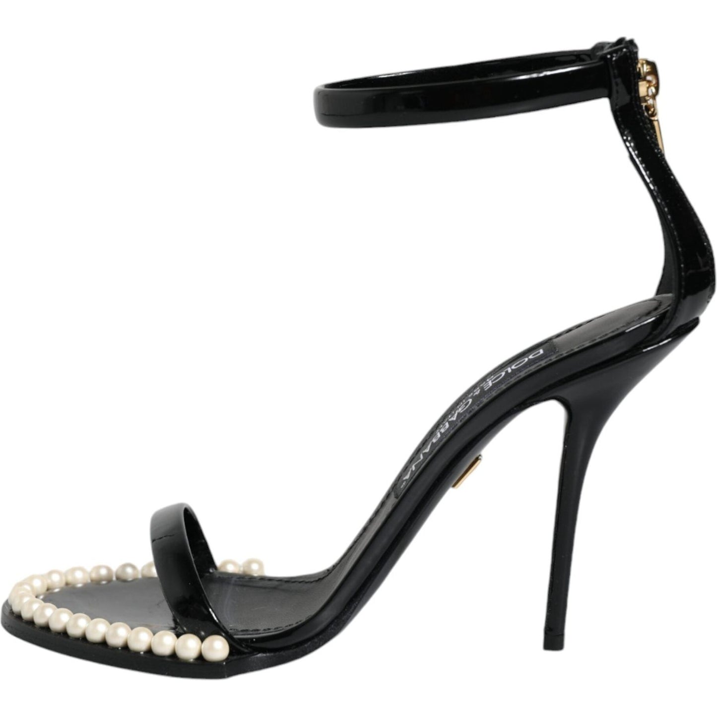Dolce & Gabbana Black Keira Leather Faux Pearl Sandals Heels Shoes Dolce & Gabbana Dark Slate Gray