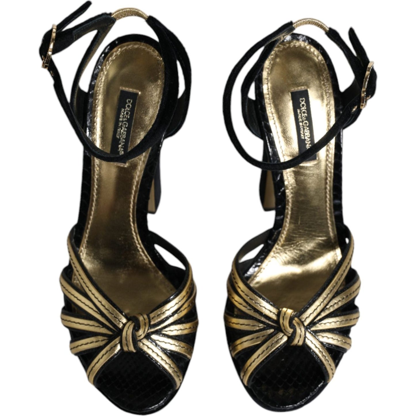 Dolce & Gabbana Black Leather Faux Pearl Heel Sandals Shoes Dolce & Gabbana Black
