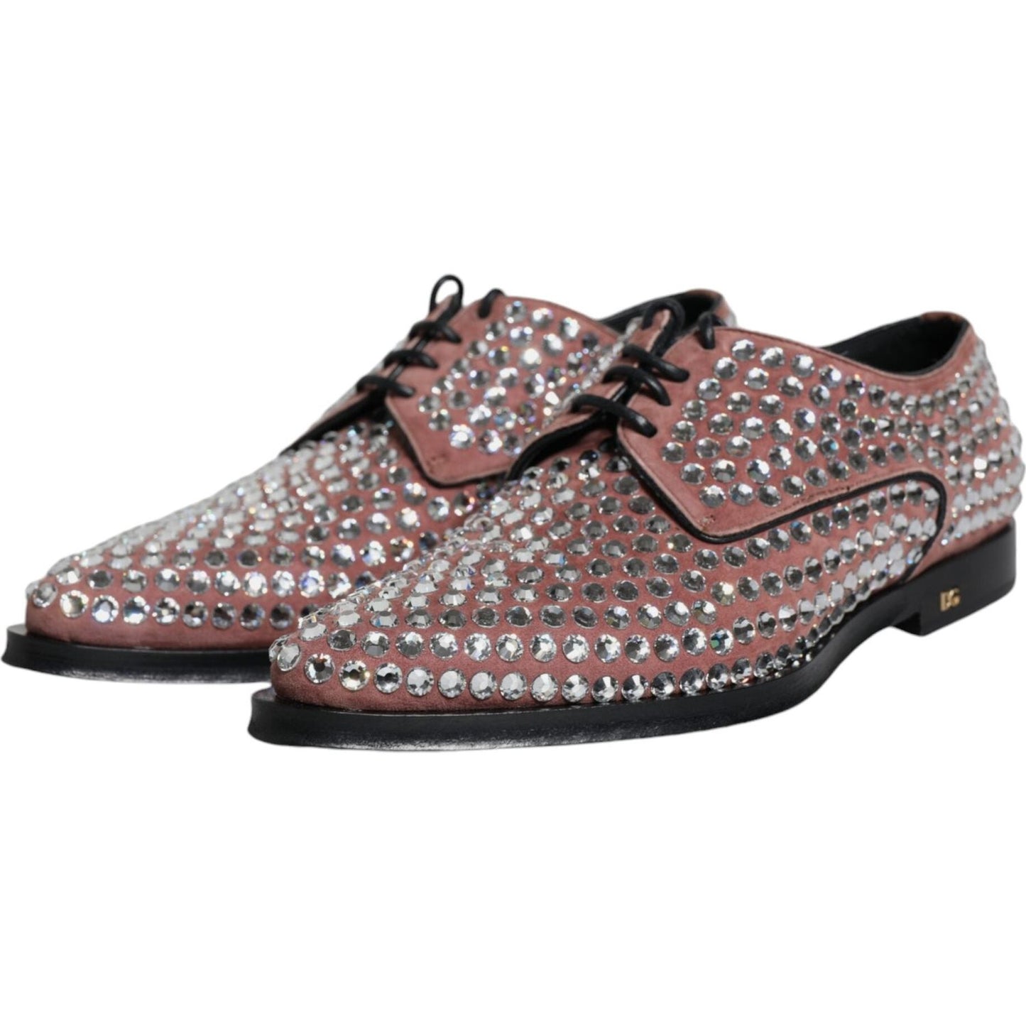 Dolce & Gabbana Brown Strass Embellished Derby Dress Shoes Dolce & Gabbana Dim Gray