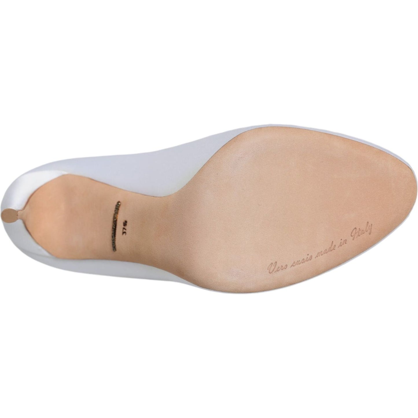 Dolce & Gabbana White Crystals Peep Toe Satin Pumps Shoes Dolce & Gabbana Tan