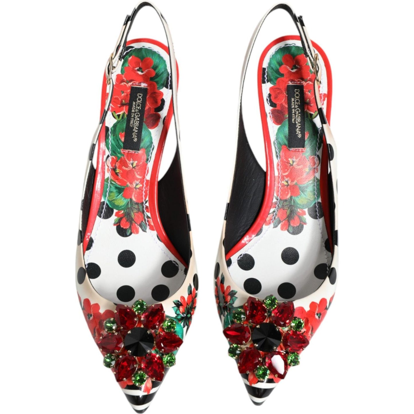 Dolce & Gabbana Multicolor Crystal Heels Slingback Shoes Dolce & Gabbana Light Gray