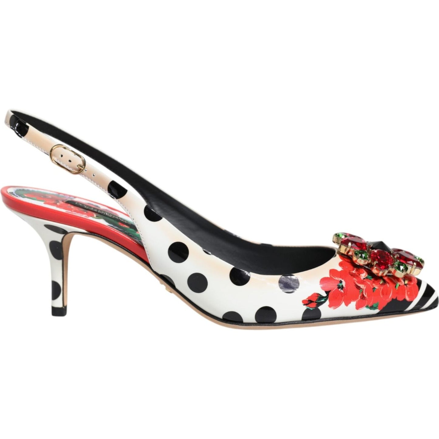 Dolce & Gabbana Multicolor Crystal Heels Slingback Shoes Dolce & Gabbana Light Gray