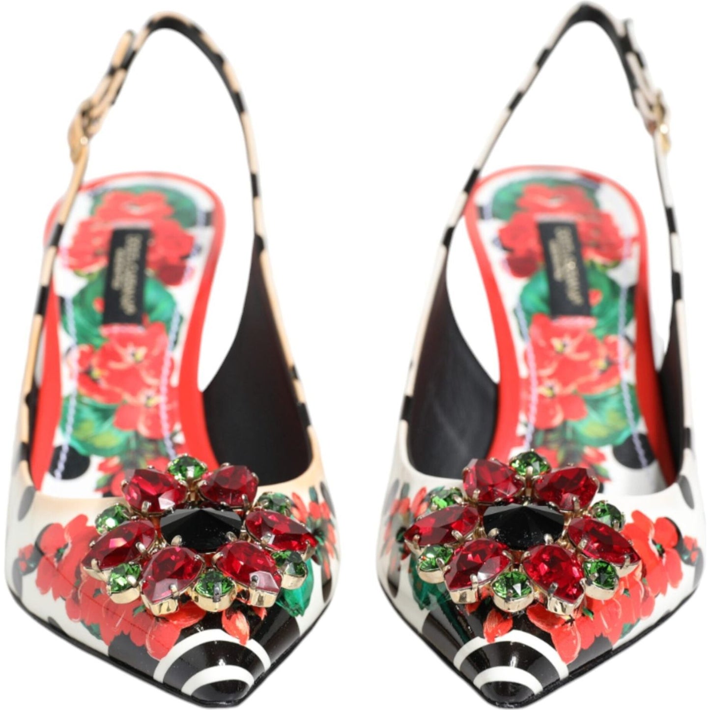 Dolce & Gabbana Multicolor Crystal Heels Slingback Shoes Dolce & Gabbana Rosy Brown