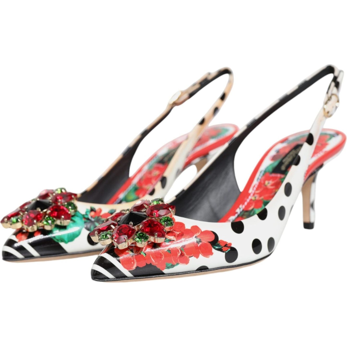 Dolce & Gabbana Multicolor Crystal Heels Slingback Shoes Dolce & Gabbana Light Gray
