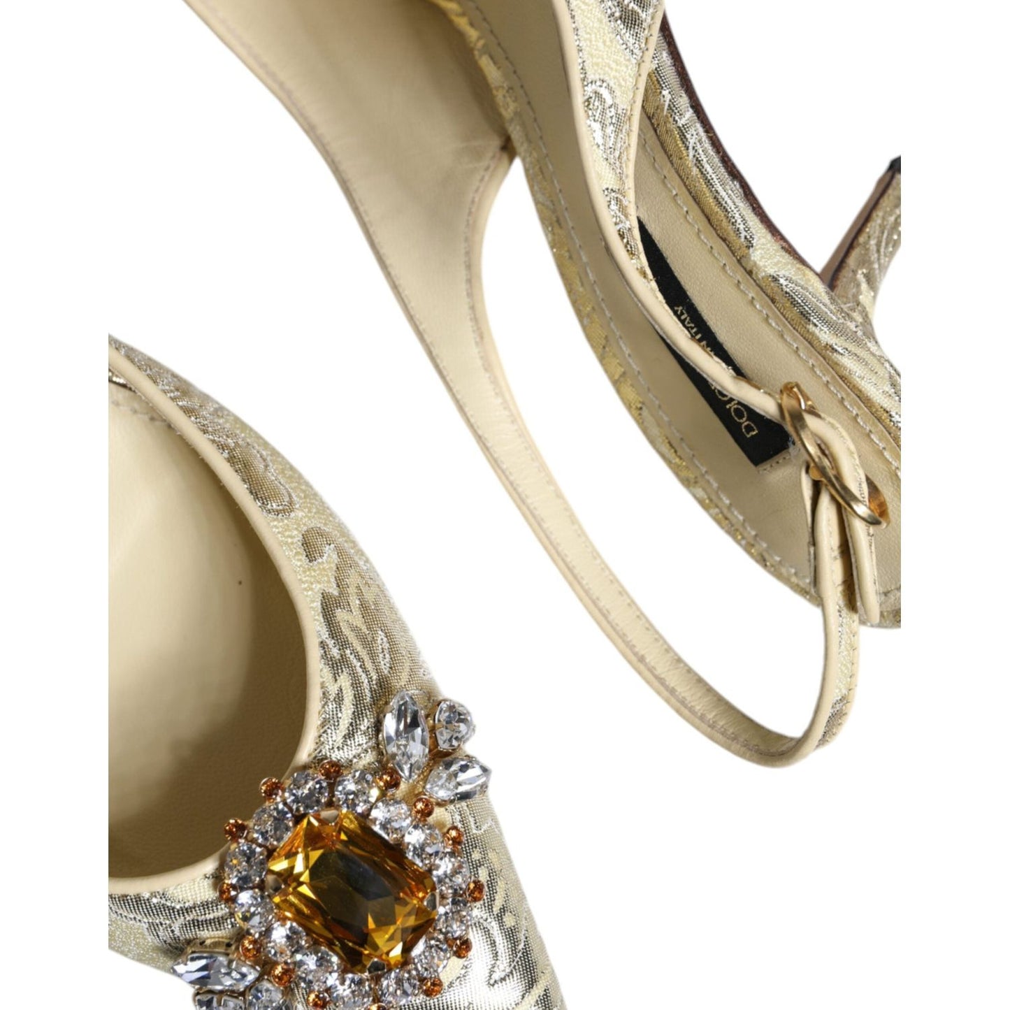 Dolce & Gabbana Gold Crystal Pumps Heels Slingbacks Shoes Dolce & Gabbana Rosy Brown