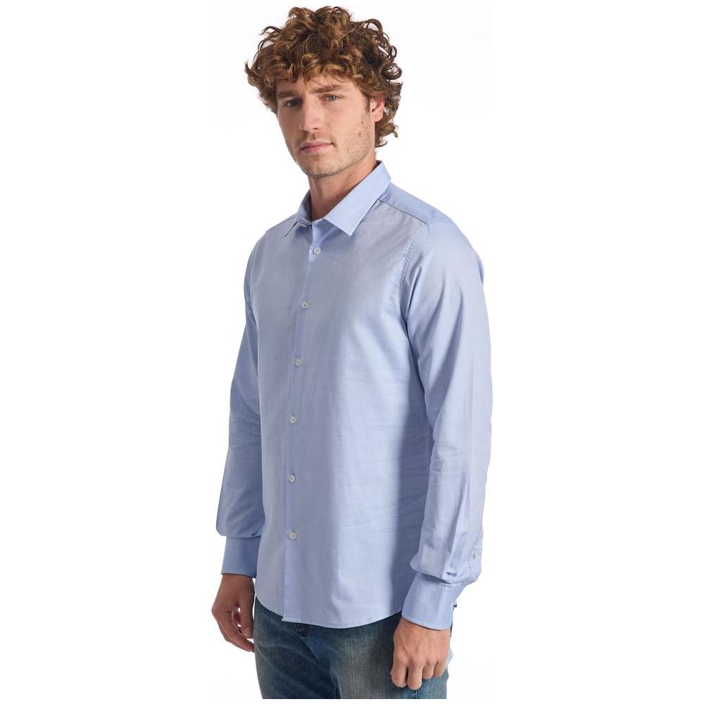 Baldinini Trend Light Blue Cotton Men Shirt Baldinini Trend Dark Gray