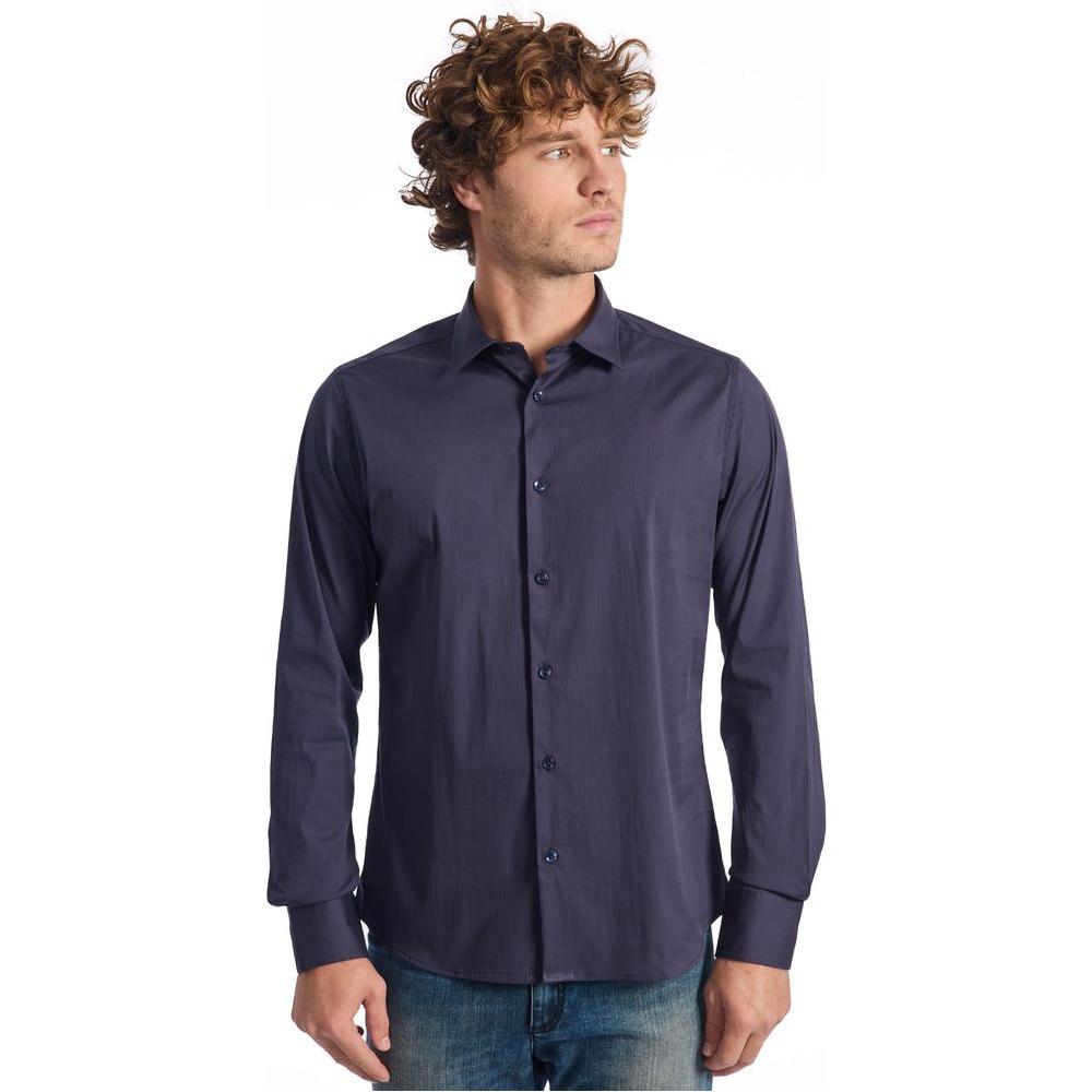 Baldinini Trend Blue Cotton Men Shirt Baldinini Trend Dark Slate Gray