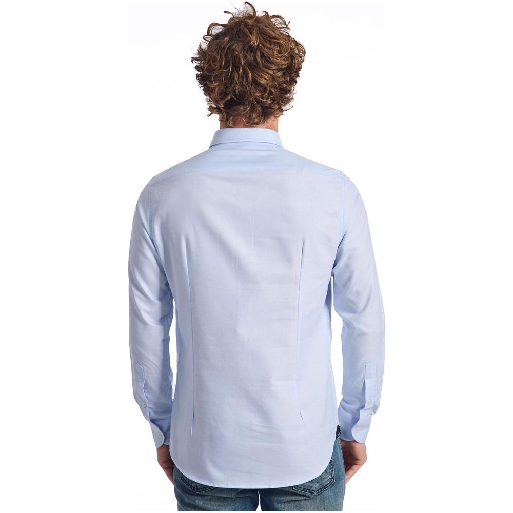 Baldinini Trend Light Blue Cotton Men Shirt Baldinini Trend Light Steel Blue