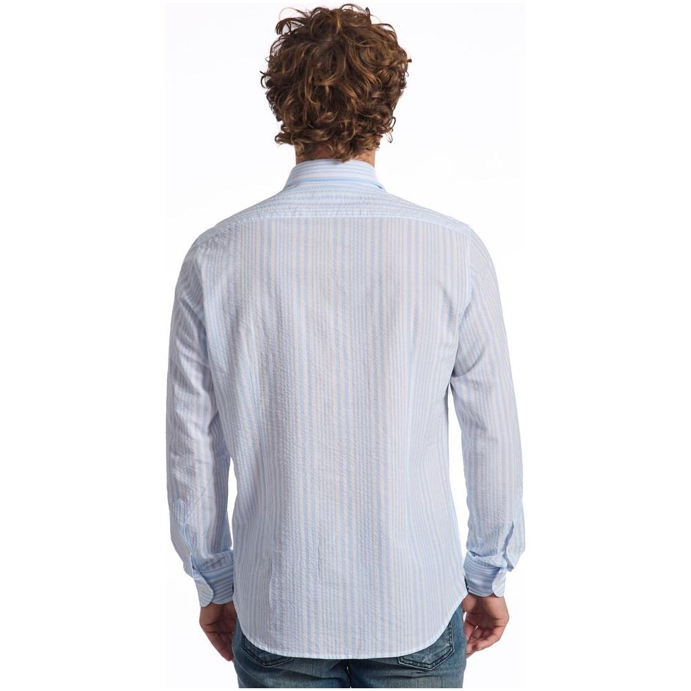 Baldinini Trend Light Blue Cotton Men Shirt Baldinini Trend Light Gray