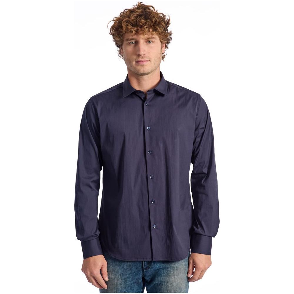 Baldinini Trend Blue Cotton Men Shirt Baldinini Trend Dark Slate Gray
