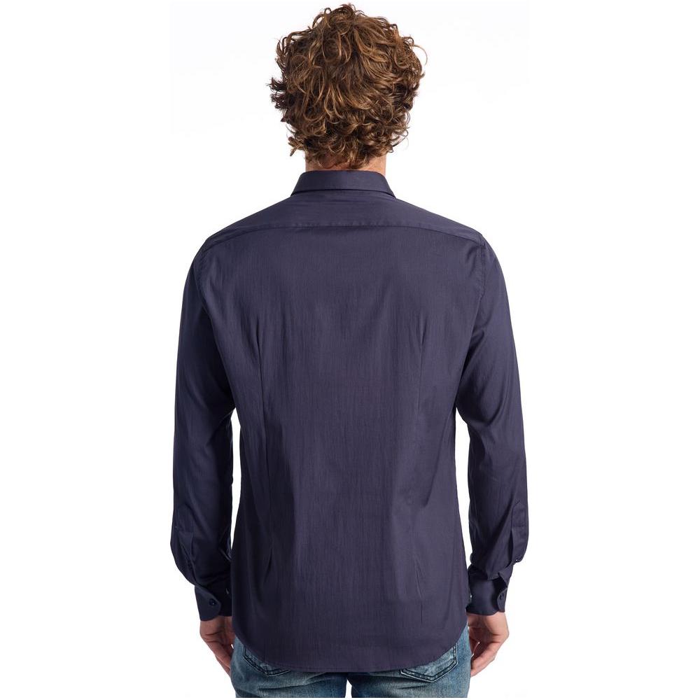 Baldinini Trend Blue Cotton Men Shirt Baldinini Trend Dark Slate Gray