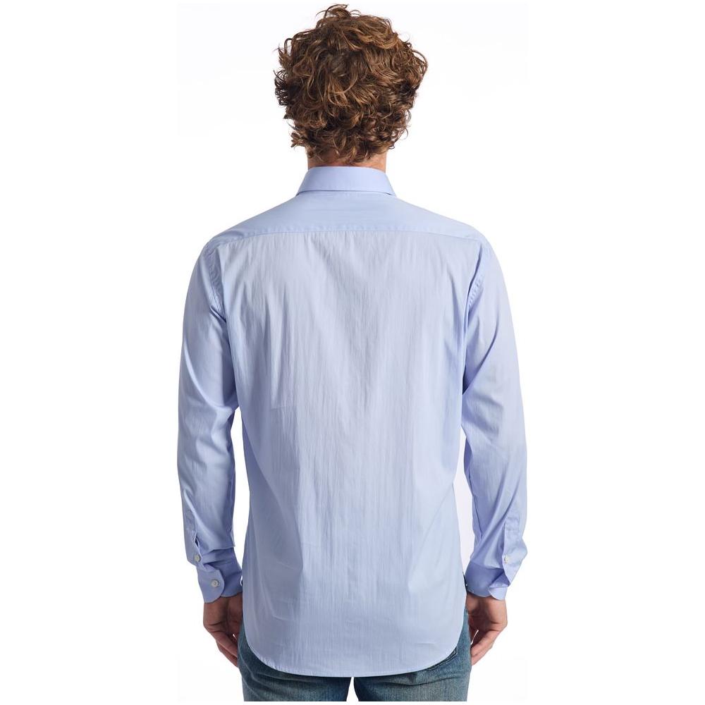Baldinini Trend Light Blue Cotton Men Shirt Baldinini Trend Light Steel Blue