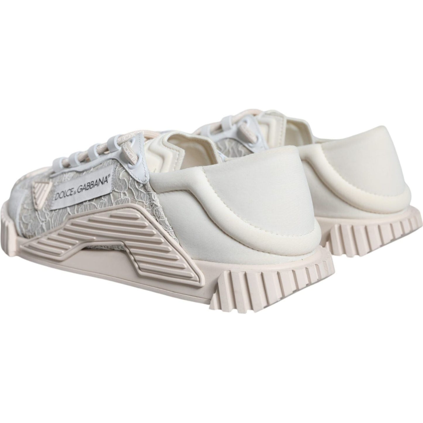 Dolce & Gabbana White Lace NS1 Low Top Sneaker Sports Shoes Dolce & Gabbana Light Gray