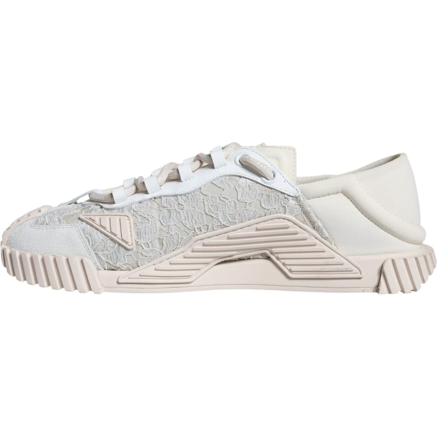 Dolce & Gabbana White Lace NS1 Low Top Sneaker Sports Shoes Dolce & Gabbana Light Gray