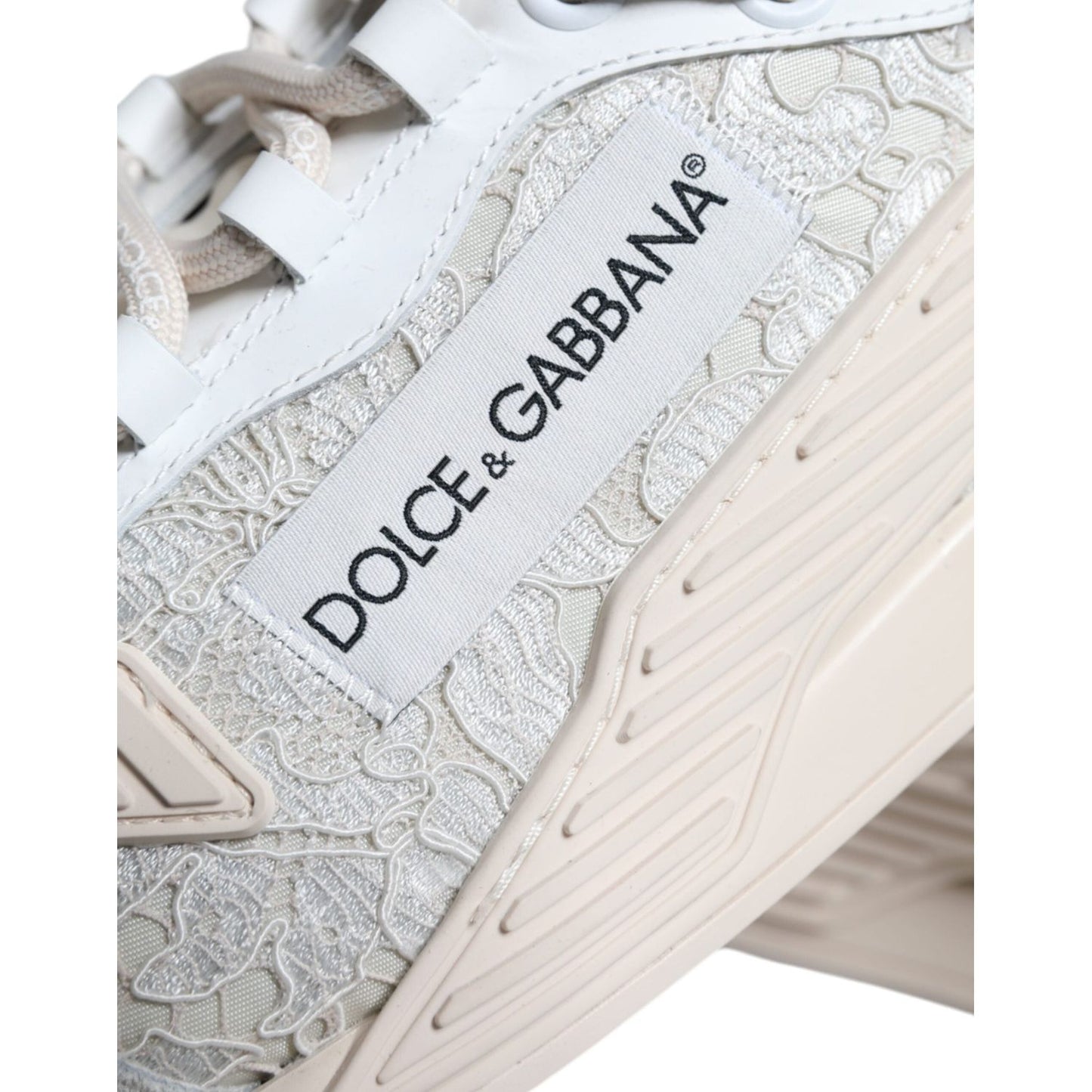 Dolce & Gabbana White Lace NS1 Low Top Sneaker Sports Shoes Dolce & Gabbana Light Gray