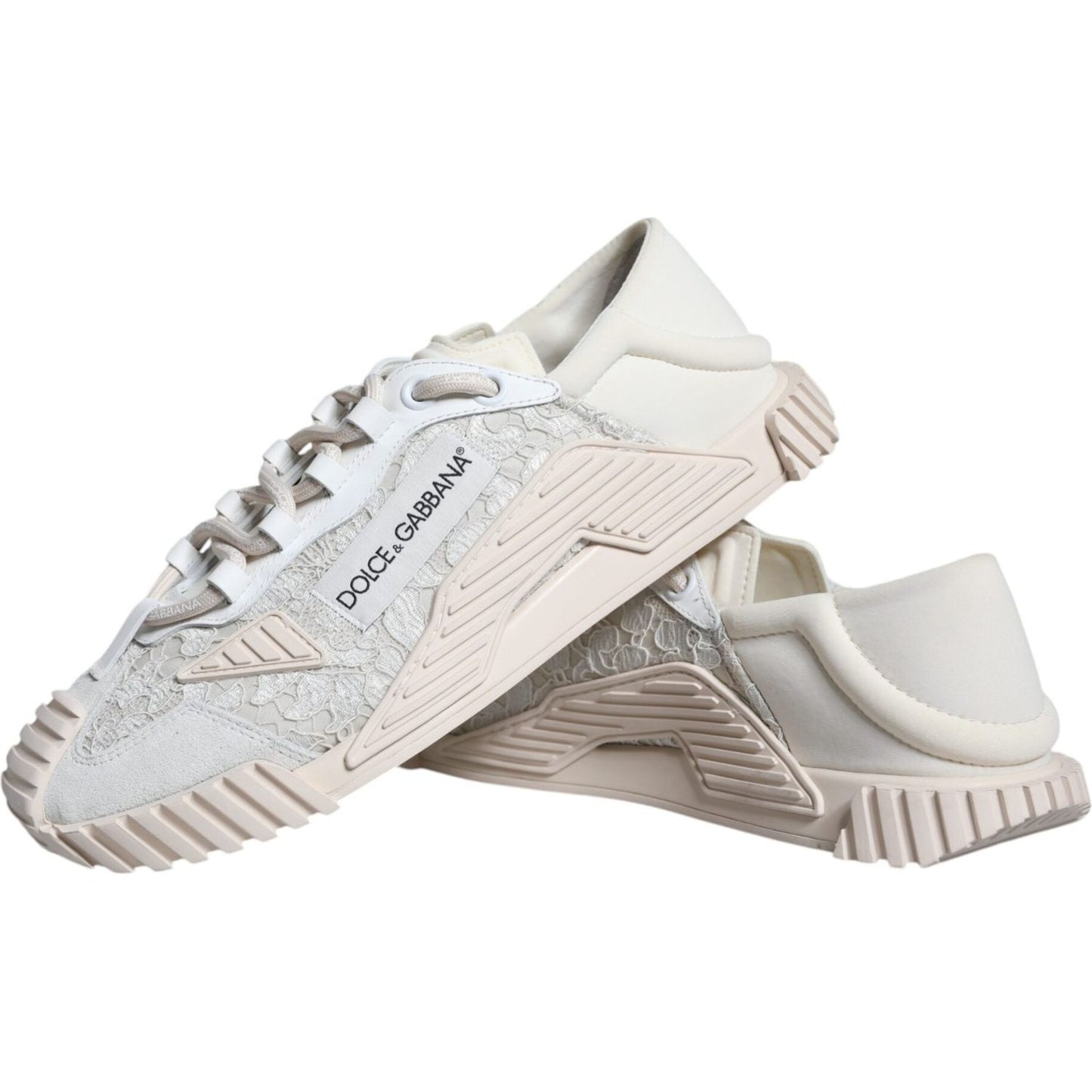 Dolce & Gabbana White Lace NS1 Low Top Sneaker Sports Shoes Dolce & Gabbana Light Gray