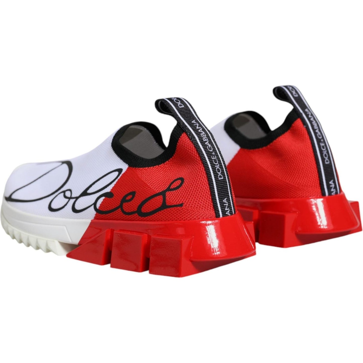 Dolce & Gabbana White Red Low Top Sorrento Men Sneakers Shoes Dolce & Gabbana Firebrick