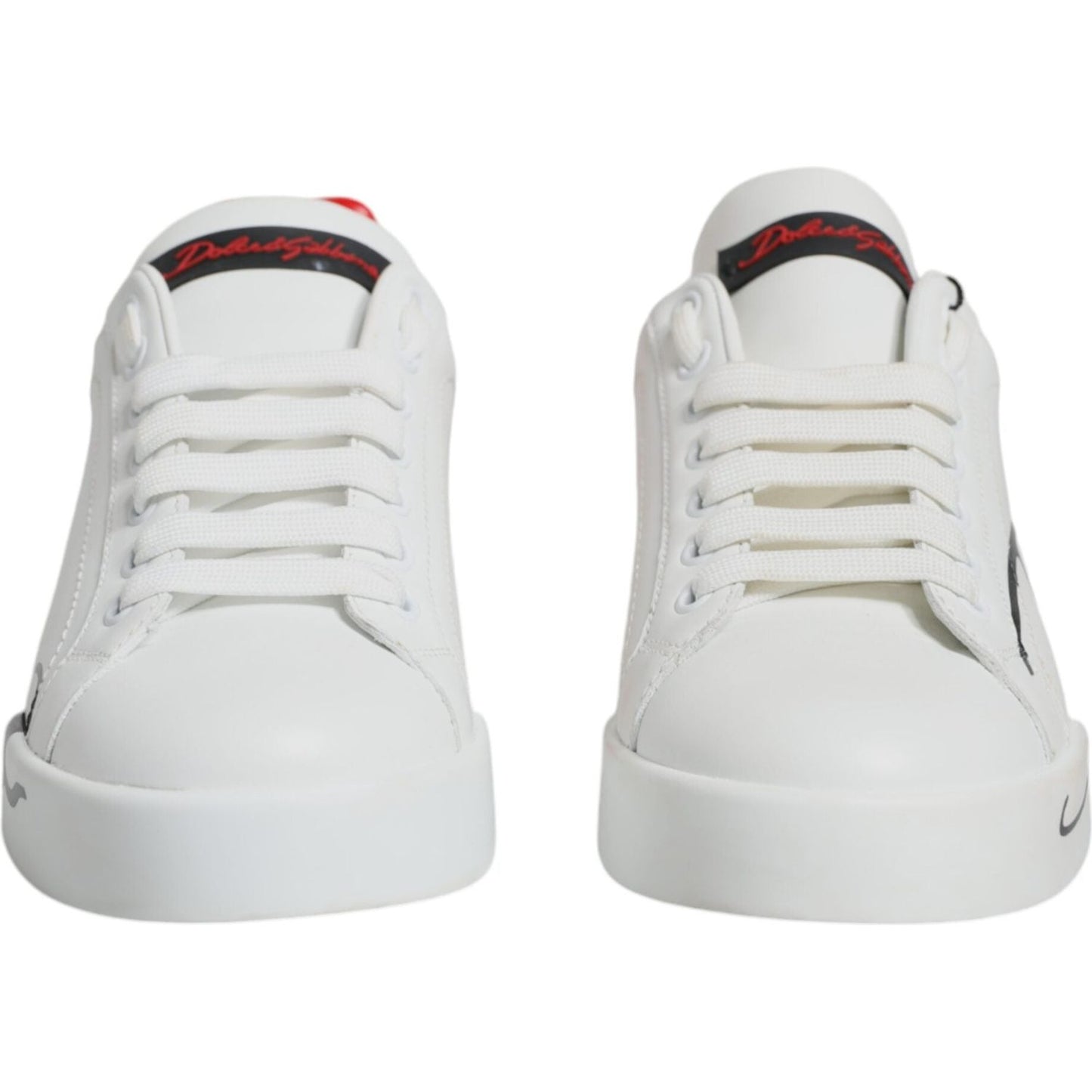 Dolce & Gabbana White Red Portofino Low Top Sneakers Shoes Dolce & Gabbana Light Gray