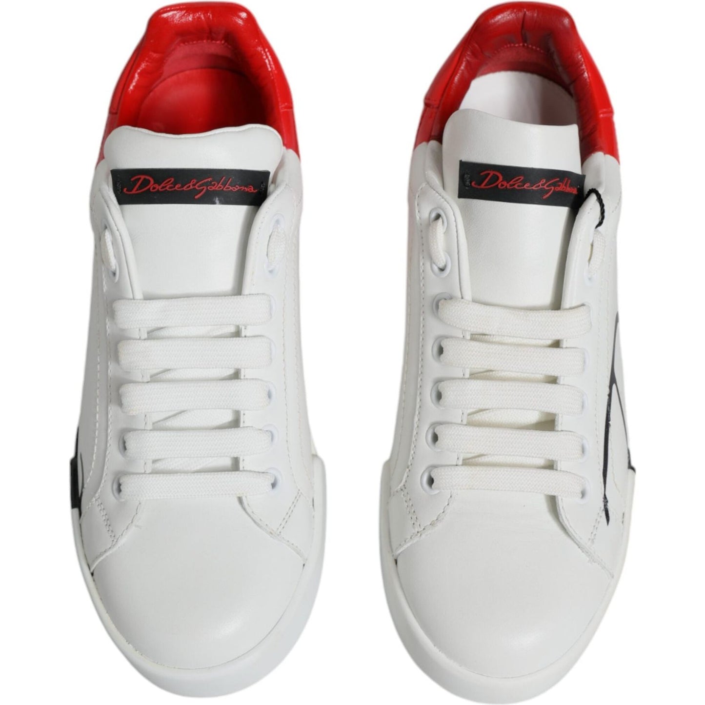 Dolce & Gabbana White Red Portofino Low Top Sneakers Shoes Dolce & Gabbana Light Gray
