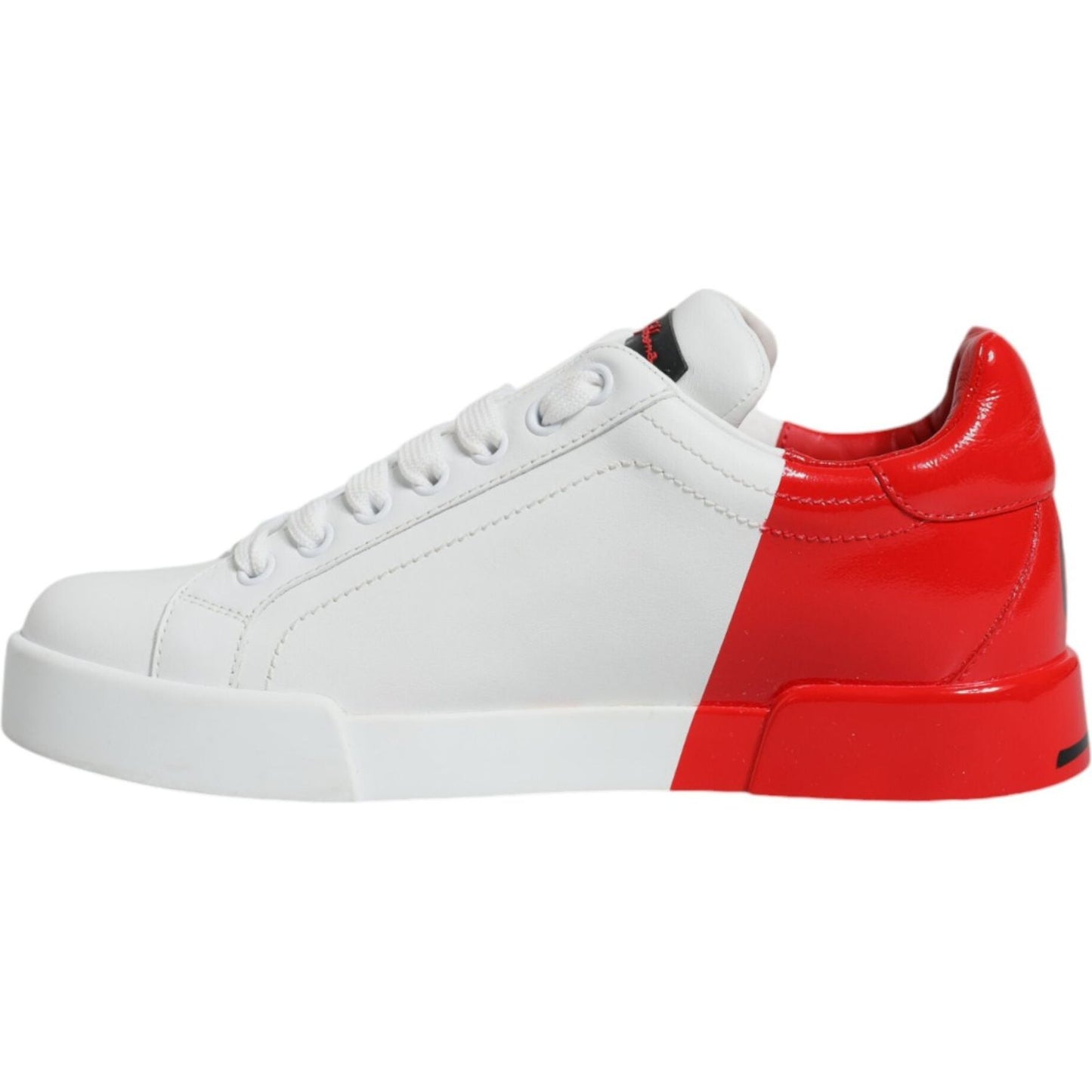 Dolce & Gabbana White Red Portofino Low Top Sneakers Shoes Dolce & Gabbana Firebrick