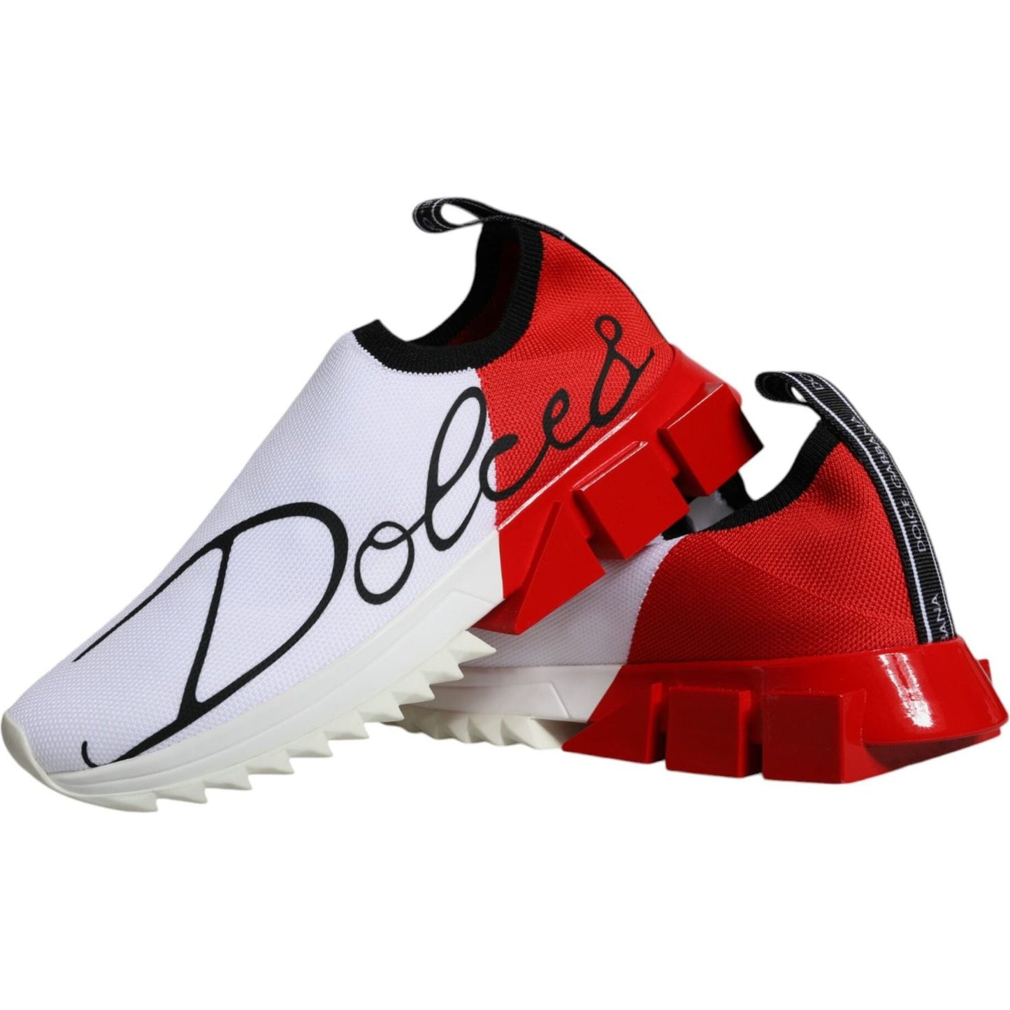 Dolce & Gabbana White Red Low Top Sorrento Men Sneakers Shoes Dolce & Gabbana Firebrick