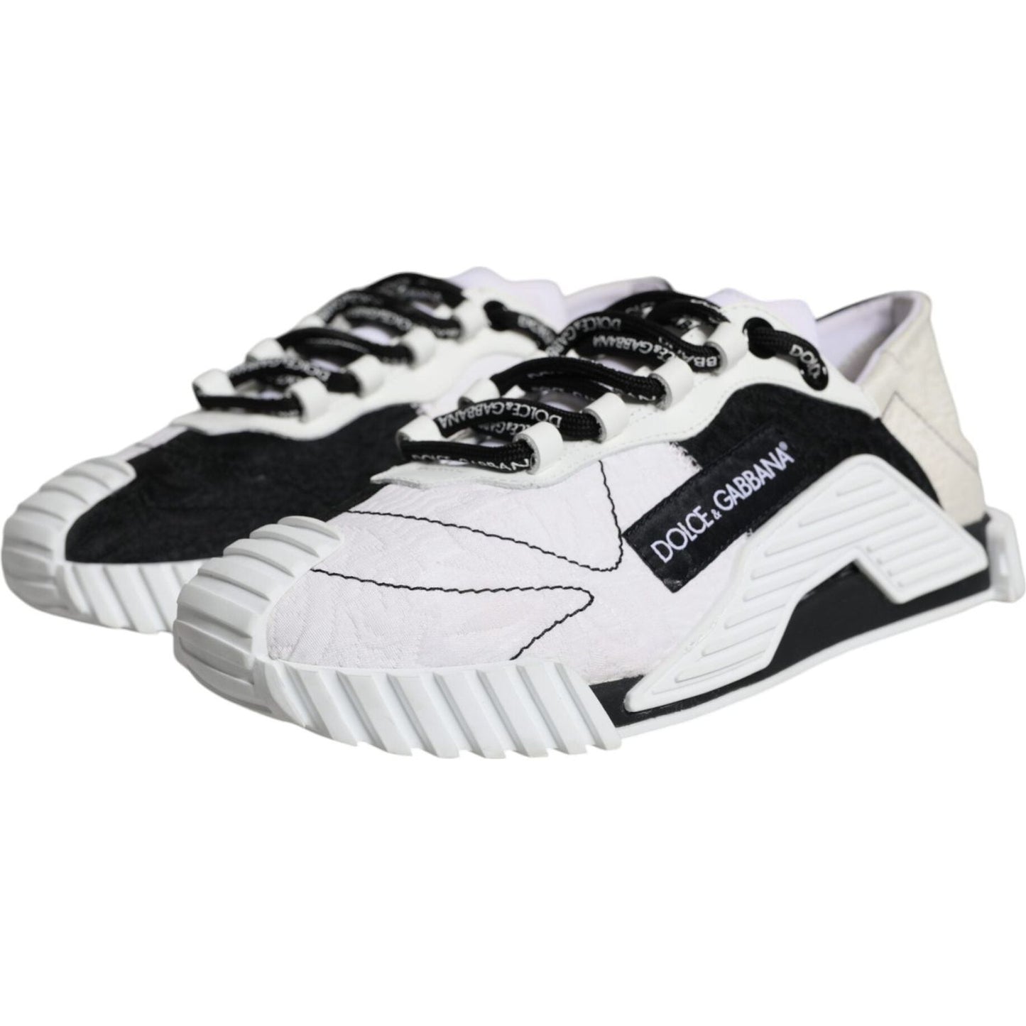 Dolce & Gabbana White Black Low Top NS1 Sneakers Shoes Dolce & Gabbana Black