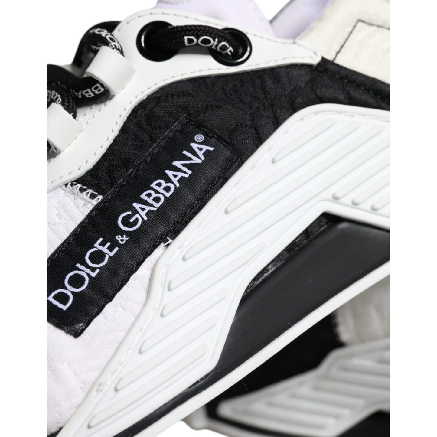 Dolce & Gabbana White Black Low Top NS1 Sneakers Shoes Dolce & Gabbana Light Gray