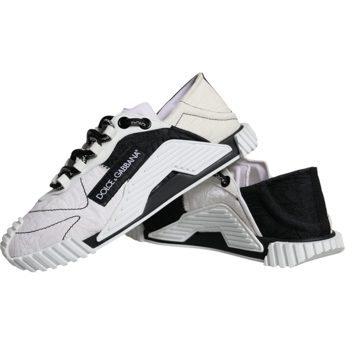 Dolce & Gabbana White Black Low Top NS1 Sneakers Shoes Dolce & Gabbana Black