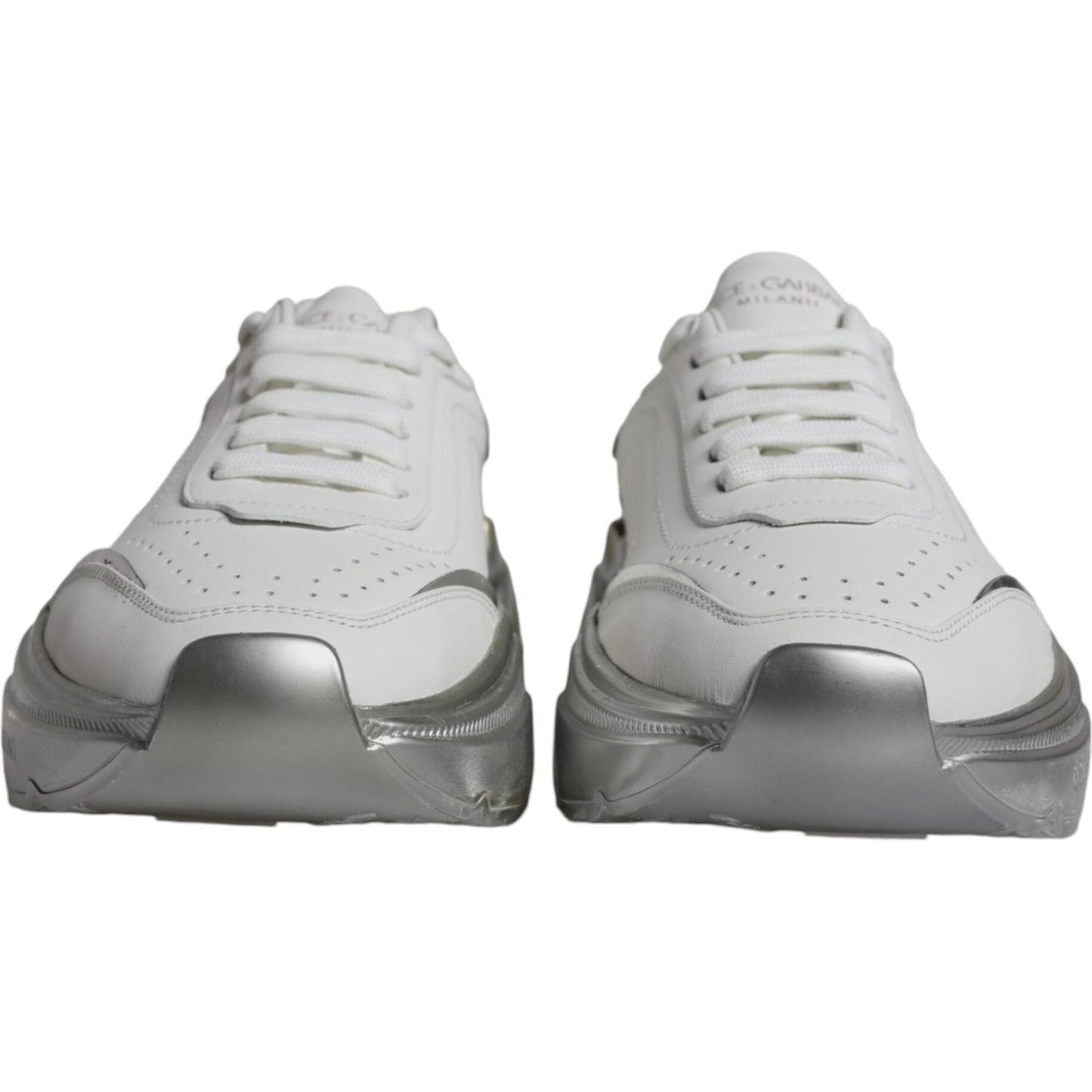 Dolce & Gabbana Silver White Daymaster Low Top Sneakers Shoes Dolce & Gabbana Gray
