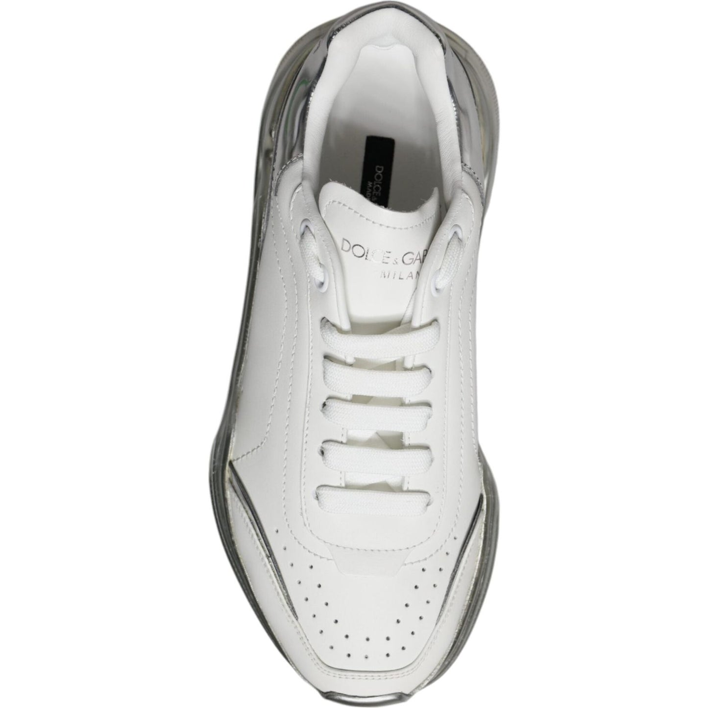 Dolce & Gabbana Silver White Daymaster Low Top Sneakers Shoes Dolce & Gabbana Light Gray