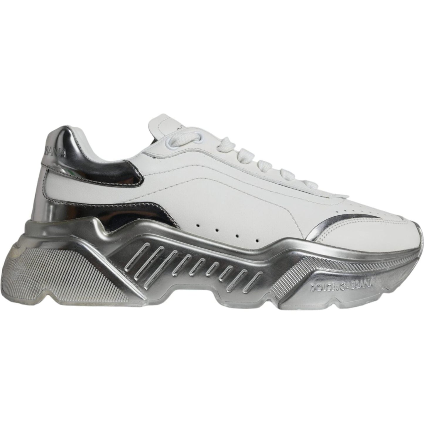 Dolce & Gabbana Silver White Daymaster Low Top Sneakers Shoes Dolce & Gabbana Gray