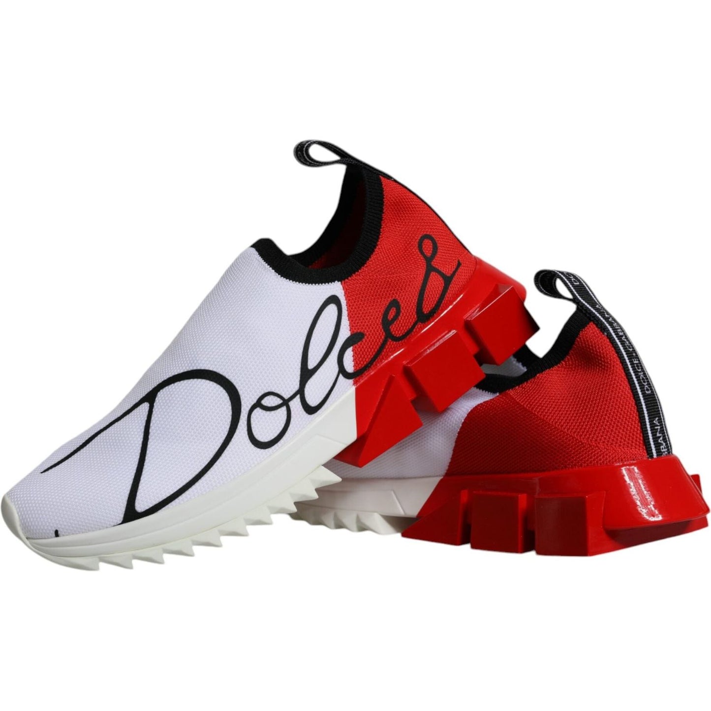 Dolce & Gabbana White Red Low Top Sorrento Men Sneakers Shoes Dolce & Gabbana Firebrick