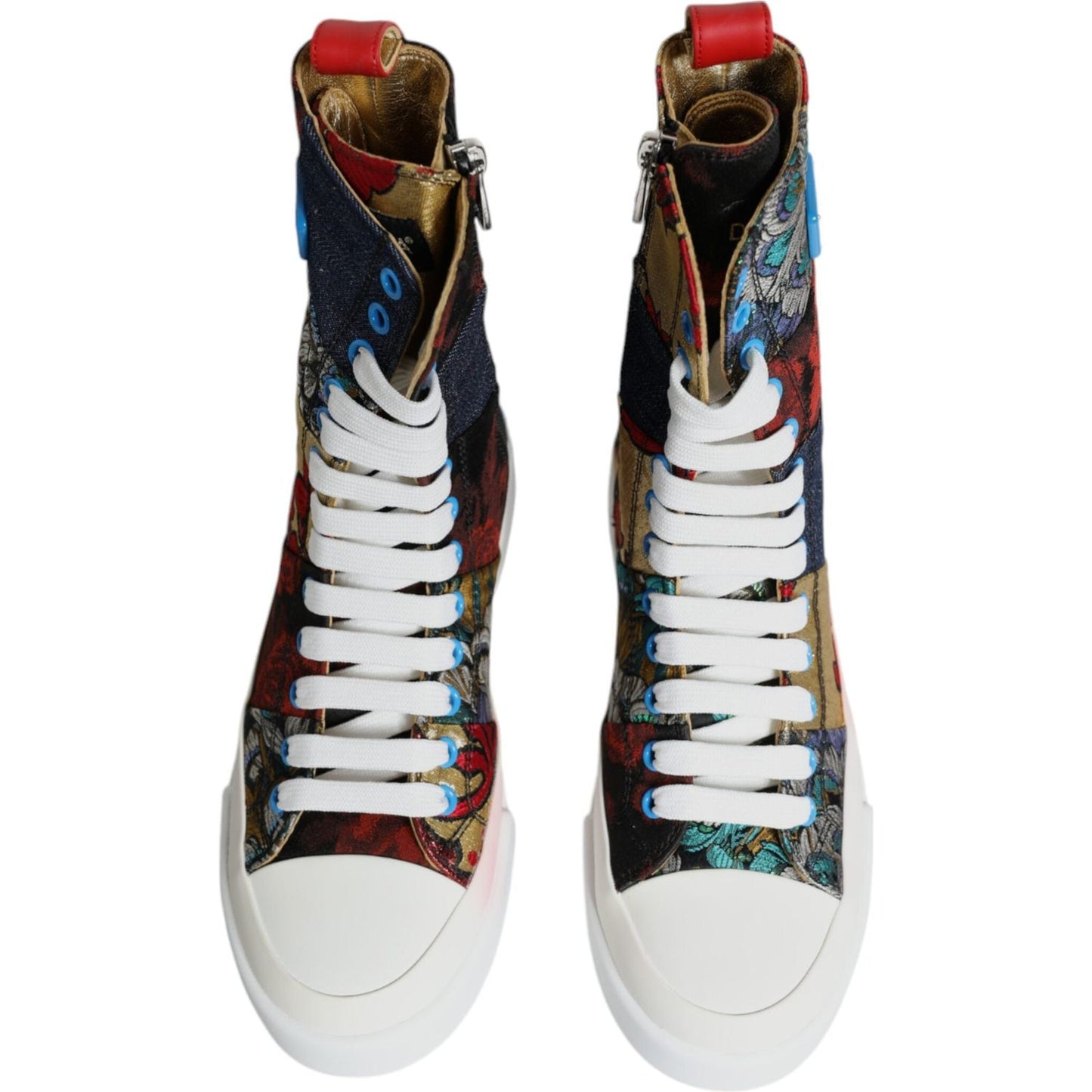 Dolce & Gabbana Multicolor Patchwork Logo High Top Sneakers Shoes Dolce & Gabbana Black