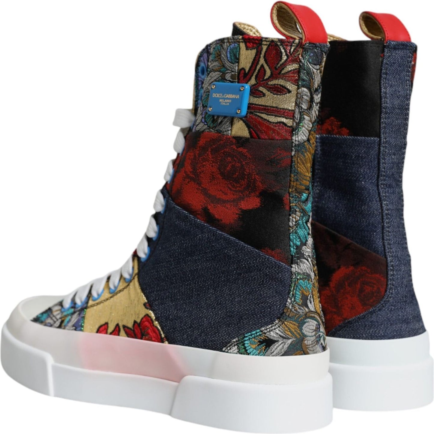 Dolce & Gabbana Multicolor Patchwork Logo High Top Sneakers Shoes Dolce & Gabbana Light Gray