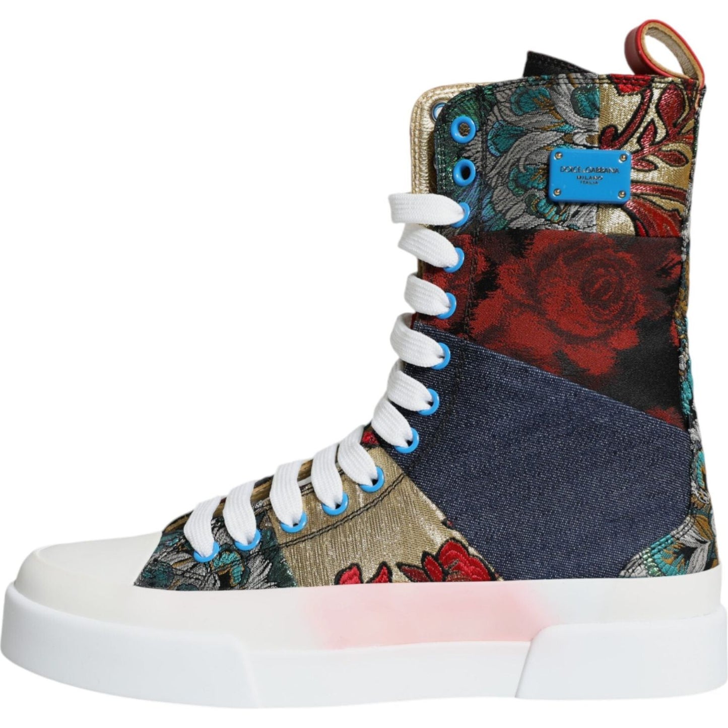 Dolce & Gabbana Multicolor Patchwork Logo High Top Sneakers Shoes Dolce & Gabbana Dark Slate Gray