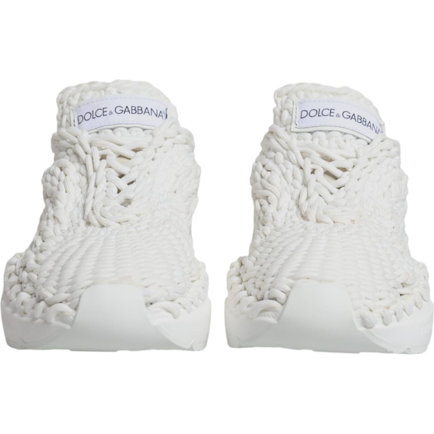 Dolce & Gabbana White Knitted Daymaster Sneakers Shoes Dolce & Gabbana Light Gray