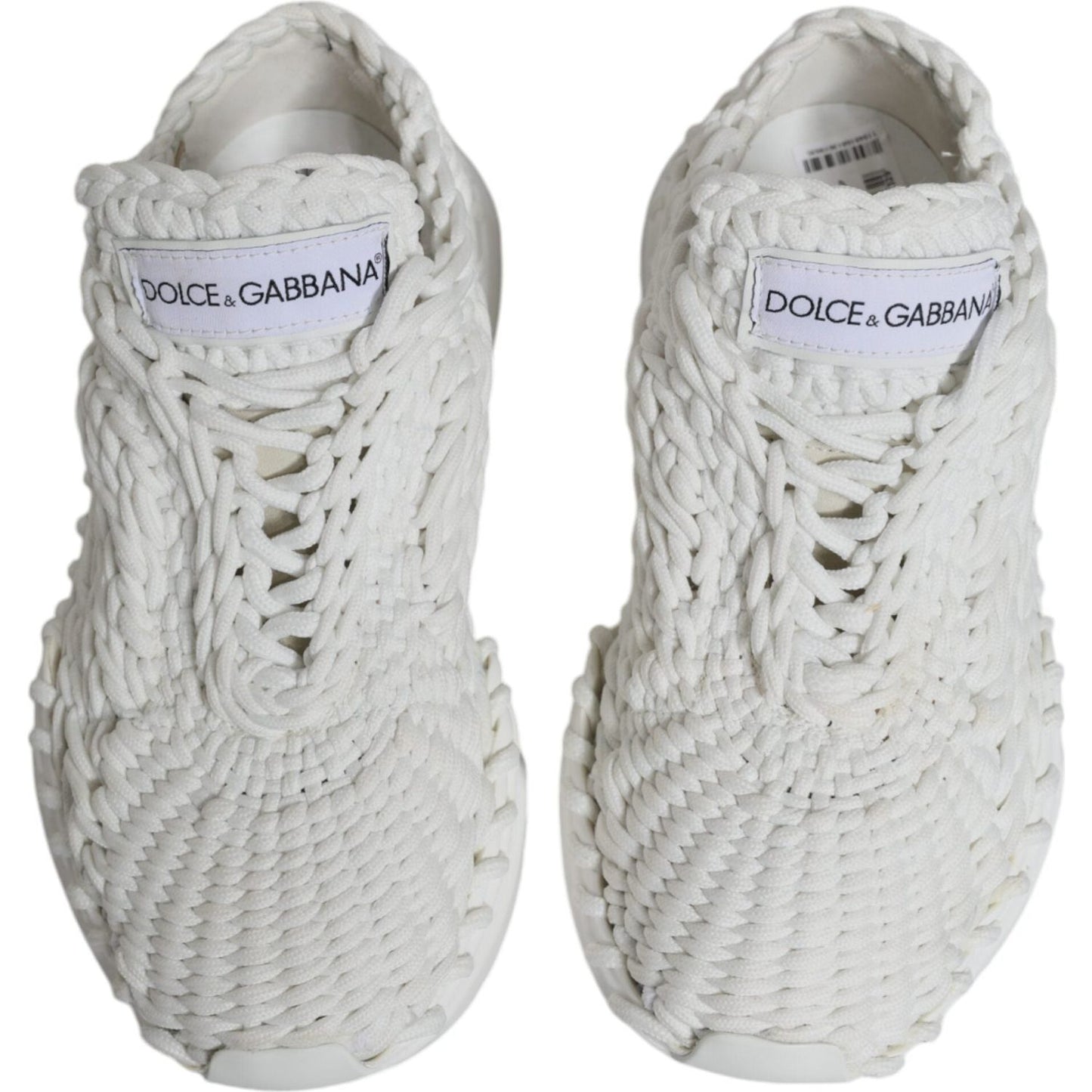 Dolce & Gabbana White Knitted Daymaster Sneakers Shoes Dolce & Gabbana Gray