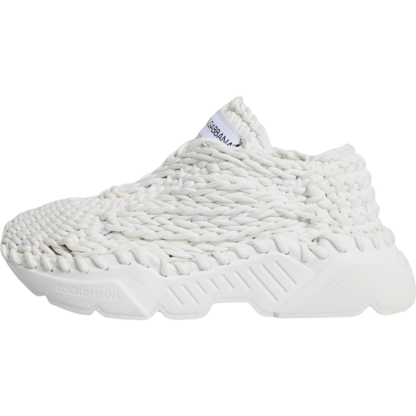 Dolce & Gabbana White Knitted Daymaster Sneakers Shoes Dolce & Gabbana Light Gray
