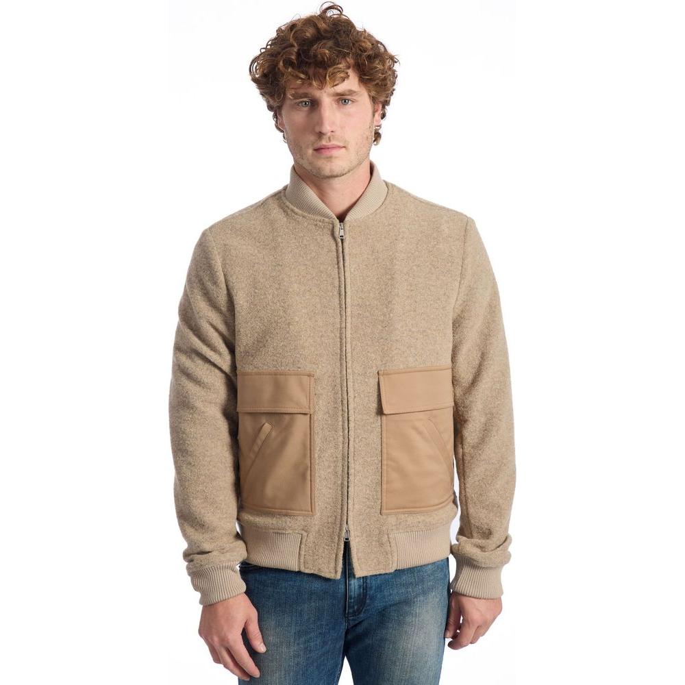 Roberto Pepe Luxury Beige Wool Men Jacket Roberto Pepe Luxury Rosy Brown