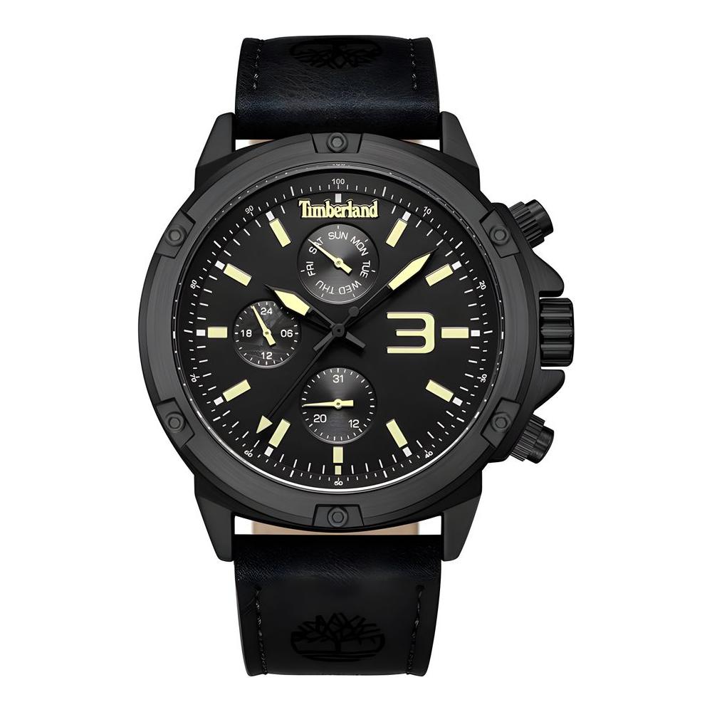 Timberland Black Leather Watch Timberland Black
