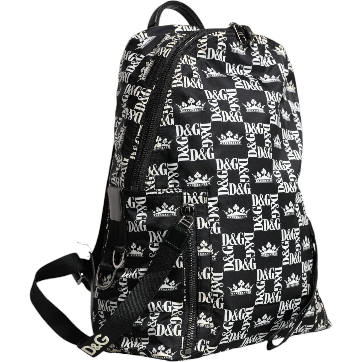Dolce & Gabbana Black White DG Crown Logo Nylon Backpack Bag Dolce & Gabbana Light Gray