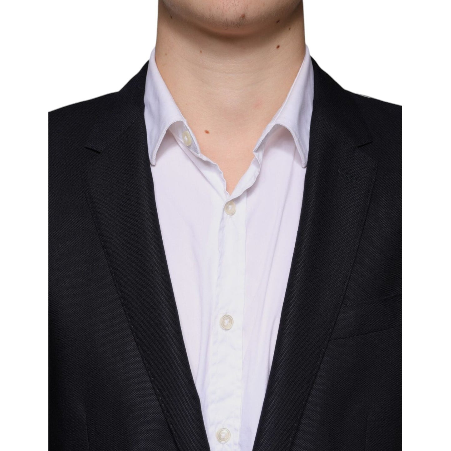 Dolce & Gabbana Dark Blue Wool Single Breasted Dress Coat Blazer Dolce & Gabbana Black