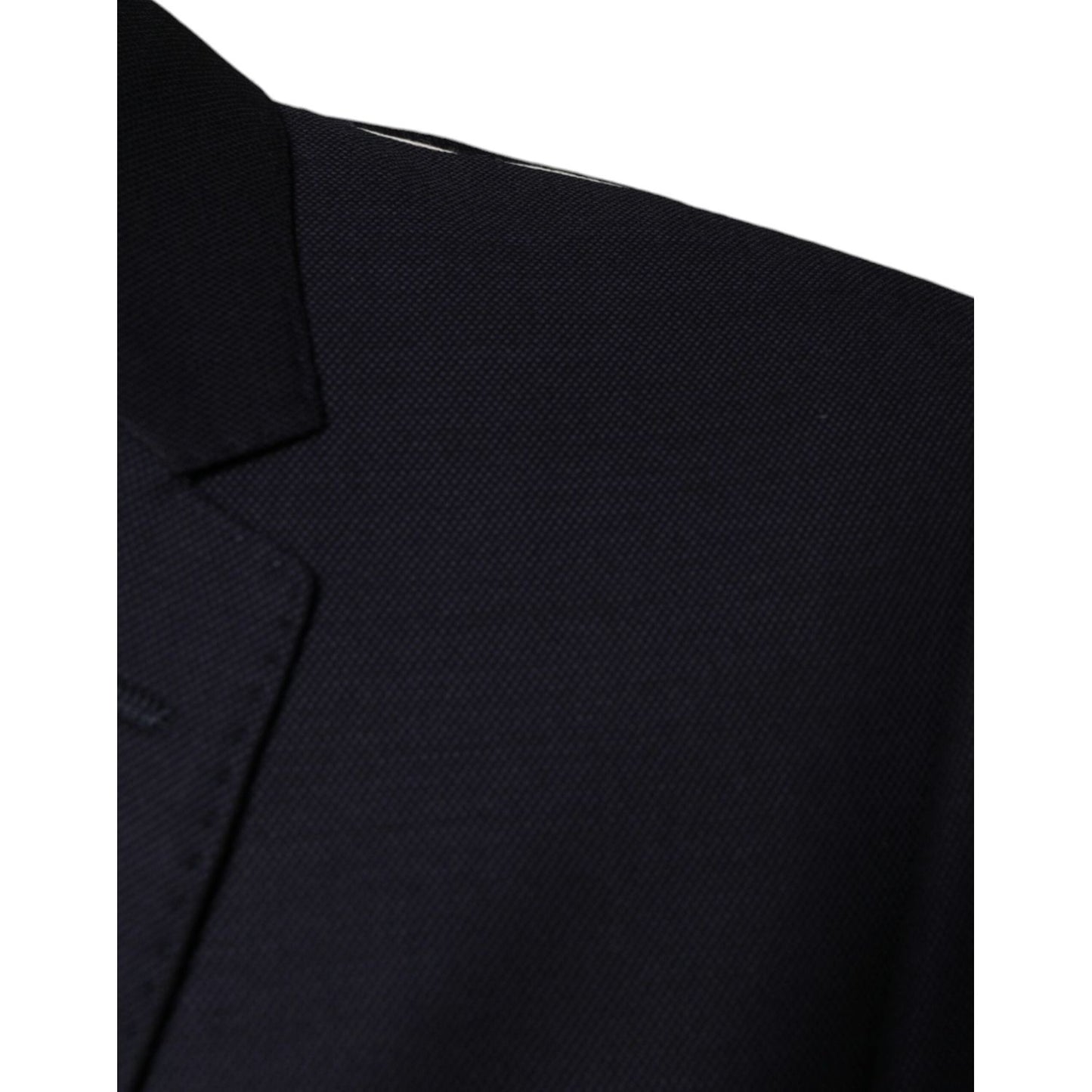 Dolce & Gabbana Dark Blue Wool Single Breasted Dress Coat Blazer Dolce & Gabbana Black