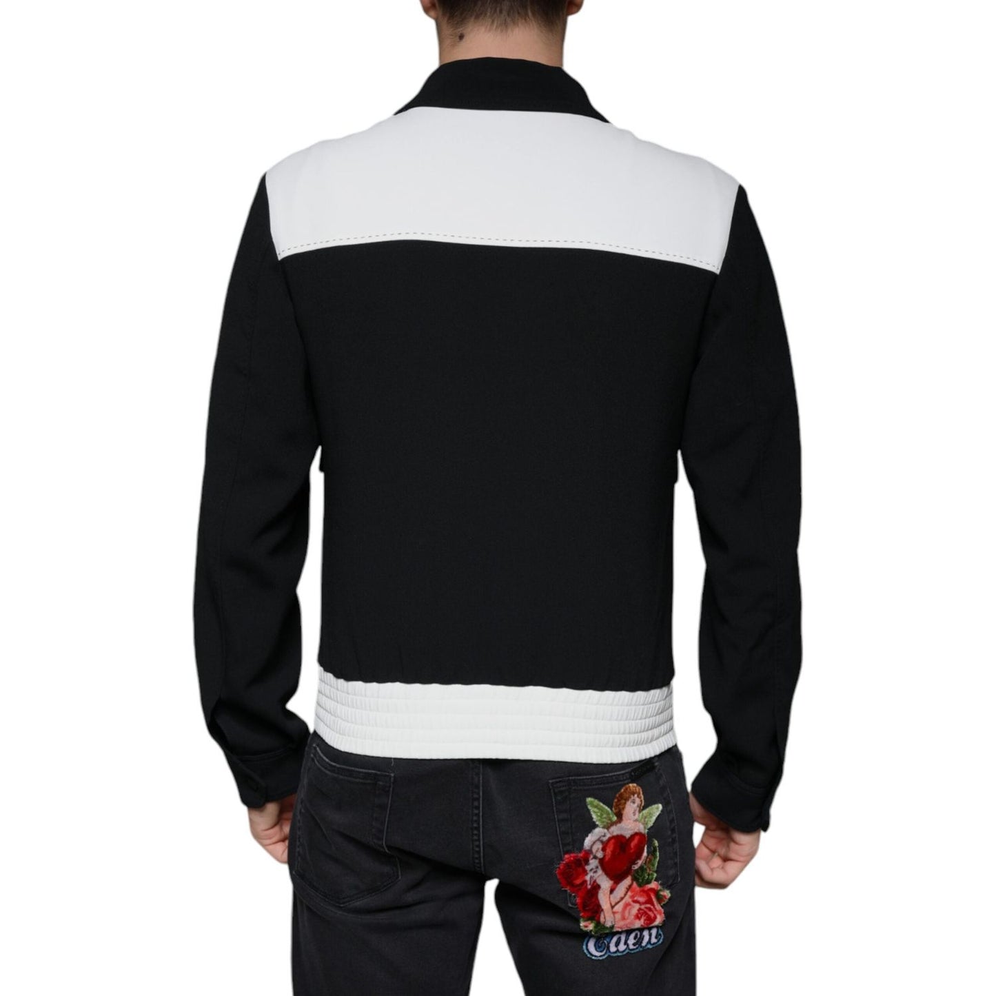 Dolce & Gabbana Black White DG Crown Full Zip Blouson Jacket Dolce & Gabbana Light Gray
